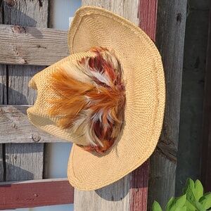 Levi's Straw Cowboy Hat With Feathered Band